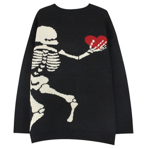 Eternal Love Skeleton Heart Pullover Knit Sweater
