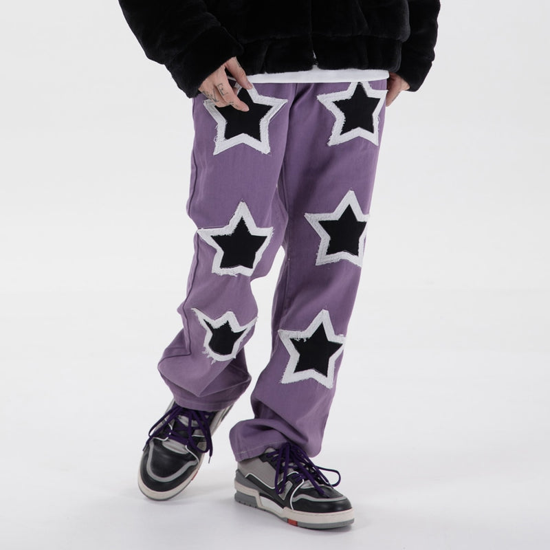 Star Patched Custom Denim Jeans