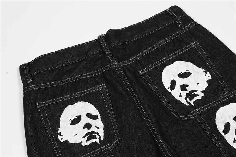 Myers Print Dual Pocket Baggy Denim Jeans