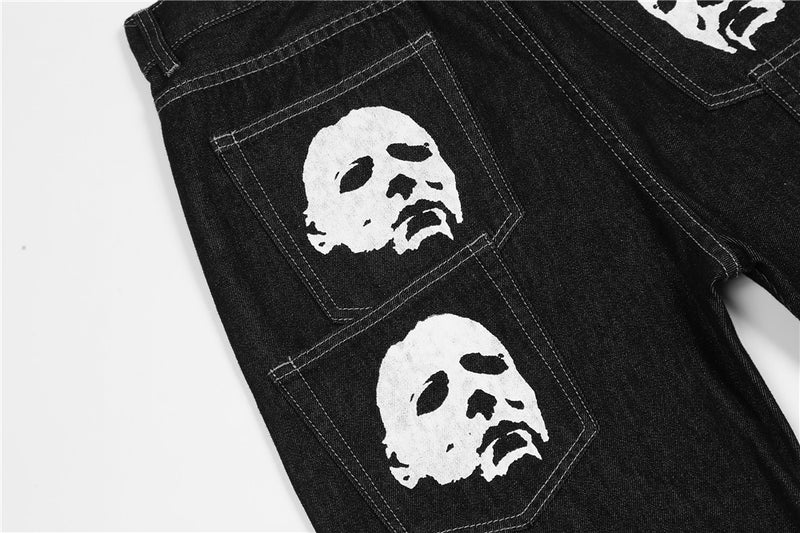 Myers Print Dual Pocket Baggy Denim Jeans