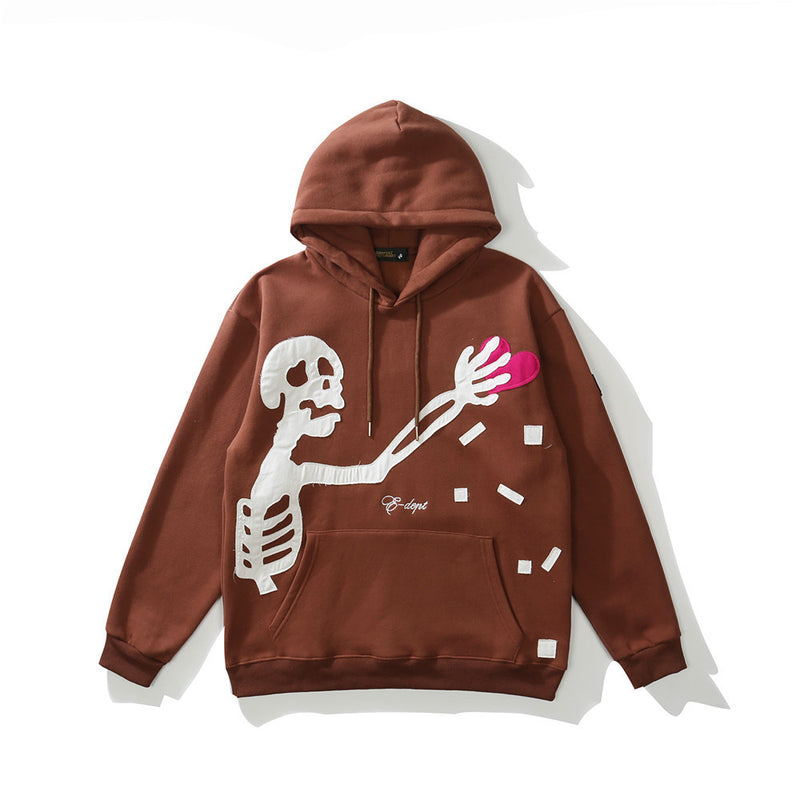 CLOUT COLLECTION ™ | Editorial Department 'Stolen Hearts' Skeleton Patch  Oversize Cotton Hoodie