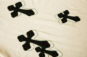 Cotton T-Shirt with Custom Gothic Cross Embroidery