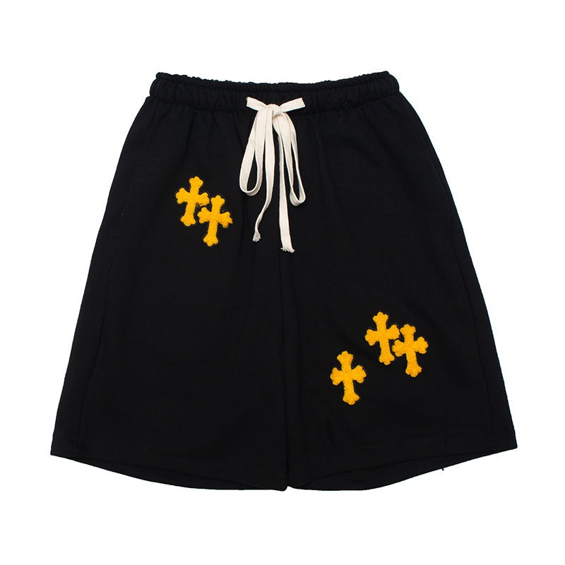 Flex Sweat Shorts with Cross Embroidery Detail