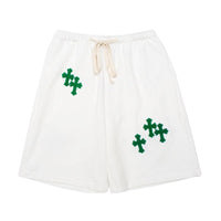 Flex Sweat Shorts with Cross Embroidery Detail