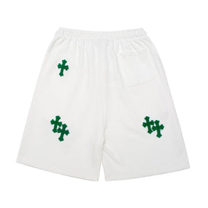 Flex Sweat Shorts with Cross Embroidery Detail