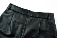 Black Leather Cargo Shorts