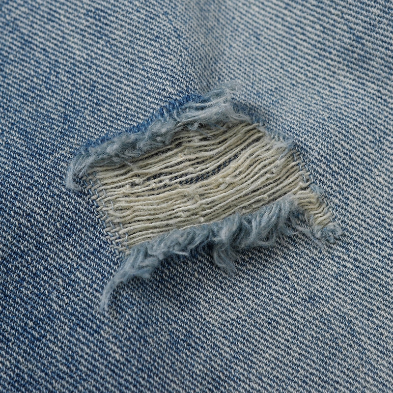 Skeletal Print Distressed Denim Jeans