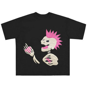 'Punk Monk' Foam Print Cotton T-Shirt