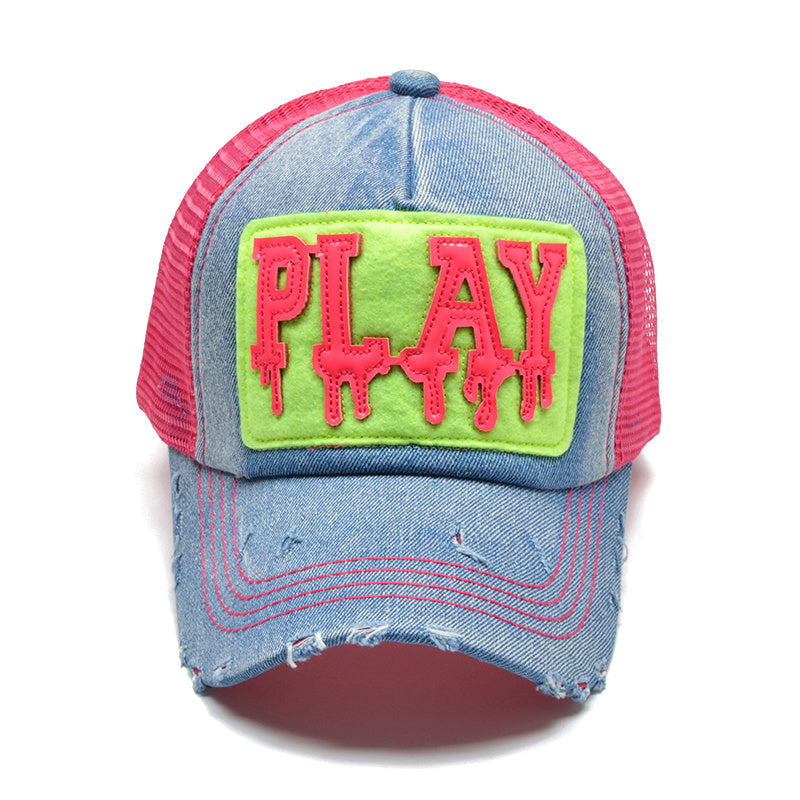 'Play' Distressed Retro Trucker Hat