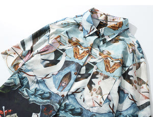 Ancient Abstract Silk Button Down - CLOUT COLLECTION