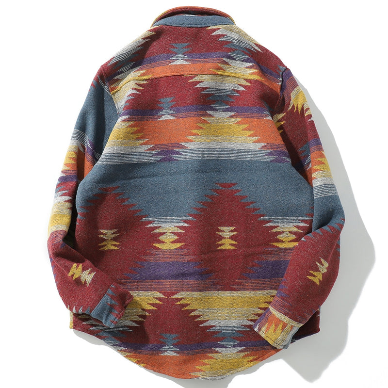 Tribal Fleece Button Down Shirt - CLOUT COLLECTION